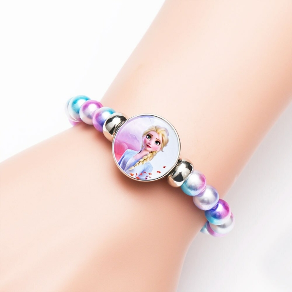 Blått och rosa pärlarmband Elsa - Frost IMG 06 23 bracelet bleu rose perles elsa reine neiges