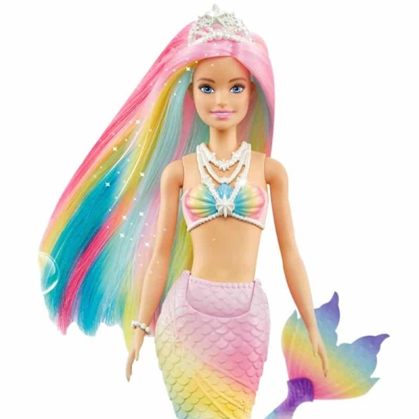 Barbie sjöjungfrudocka för flerfärgad flicka som bär ett vitt halsband