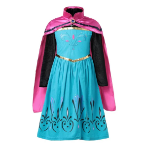 Snödrottningen Elsa - klänning med cape för flickor