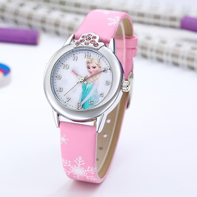 Elsa-klocka med rosa strass för moderiktiga flickor