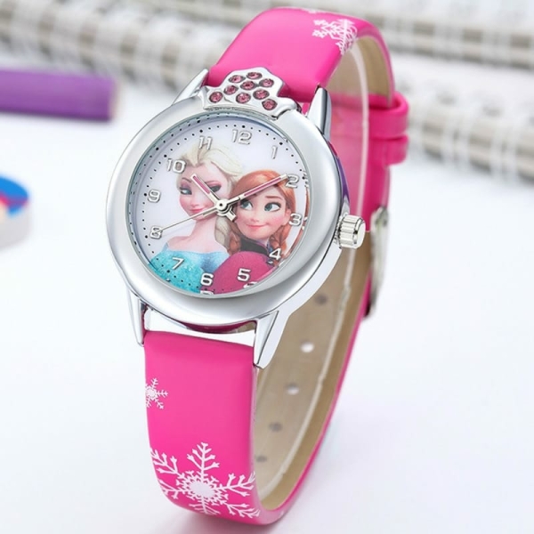 Rosa Disney Snow Queen-klocka för moderiktiga tjejer
