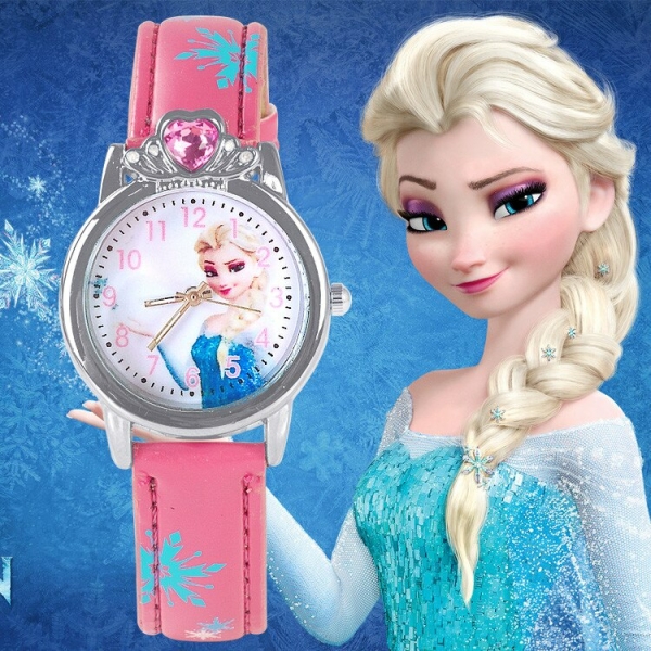 Rosa Elsa Snow Queen-klocka för moderiktiga tjejer