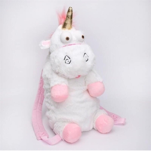 Rosa och blå enhörningsryggsäck i plysch för flickor