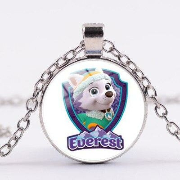 Halsband med runt hängsmycke Pat'Patrouille silver Everest karaktär, mycket originellt och modernt.