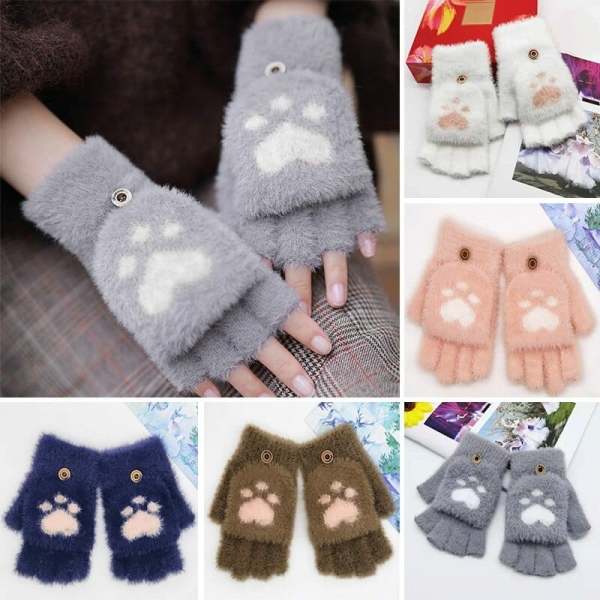 Handskar för flickor med kattens tass handskar for flickor med kattens tass 3