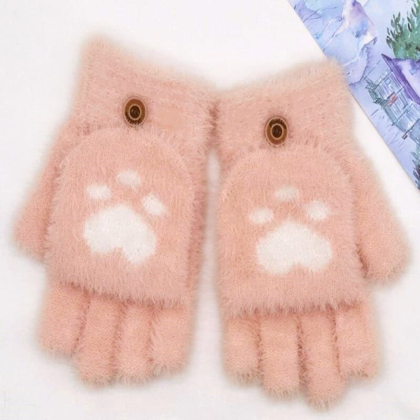 Handskar för flickor med kattens tass handskar for flickor med kattens tass rose
