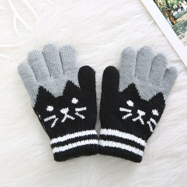Handske med tecknad katt för flicka handske med tecknad katt for flicka svart