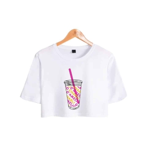 Lätt, crop-top t-shirt med glasmotiv för flickor