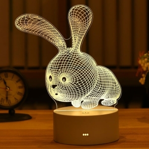 Nattlampa med 3D-kaninmönster för moderiktiga tjejer