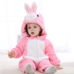 Pilotdräkt för flickor i form av söta rosa och vita fashionabla kaniner