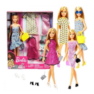 Snygg Barbie-docka för flicka, i låda med klädbyte