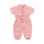 Trendig rosa jumpsuit i denim för tjejer
