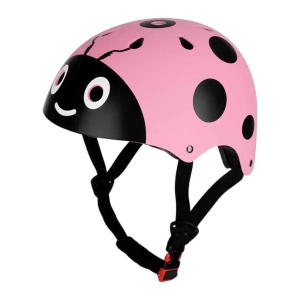 Rosa, svart och vit nyckelpiga cykelhjälm för flickor