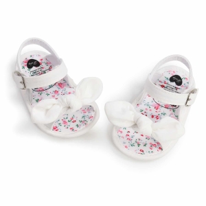 Vita öppna sandaler med rosett för små flickor