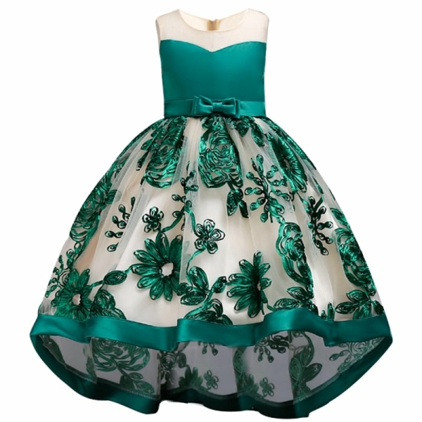 Prinsessklänning med blommigt motiv för moderiktiga flickor