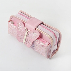 Rosa pennskrin med fjäril för flickor