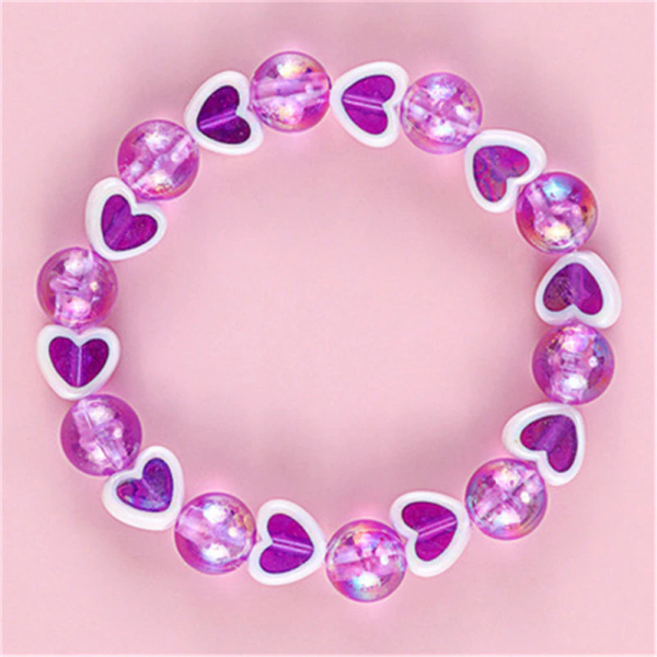 Hjärtformat pärlarmband för flickor bracelet en perles en forme d toile et de c ur pour enfants bijoux main