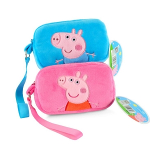 Peppa Pig pennfodral i mjuk plysch för flickor i rosa och blått