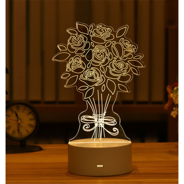 3D akryl LED-blomma nattlampa för flickor img Veilleuse fleur lumineuse 3D a LED en acrylique pour filles 01