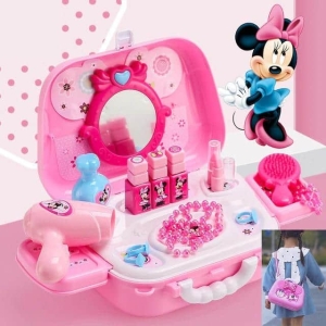 Minnie sminkväska för flickor, rosa med liten spegel