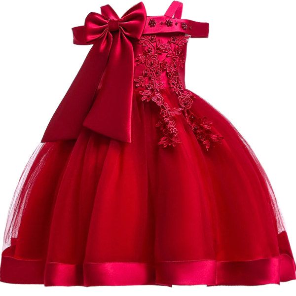 Broderad prinsessklänning för flickor pure rouge