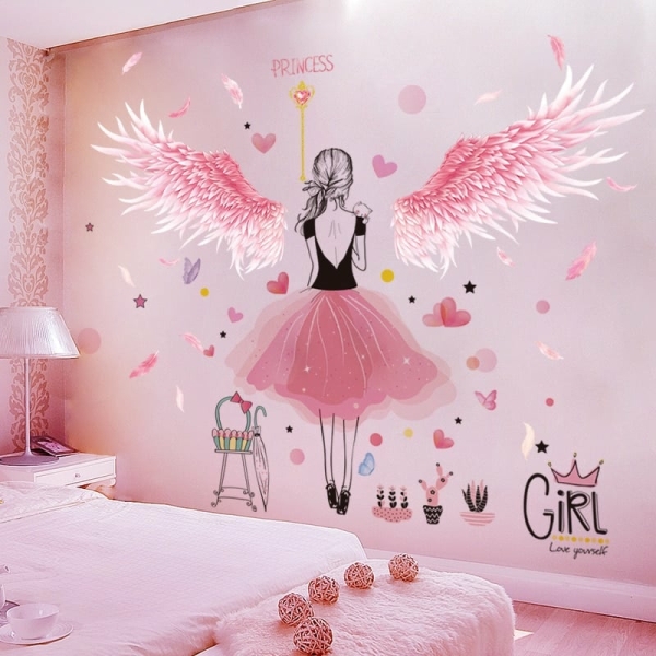 Väggklistermärke med prinsessmotiv för en fashionabel flickas sovrum