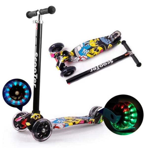 Flickans 3-hjuliga scooter med lysdioder 1 1