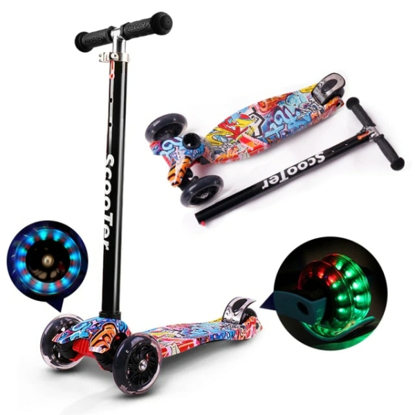 Flickans 3-hjuliga scooter med lysdioder 3 1