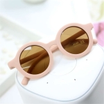 Retro rosa runda solglasögon för små flickor