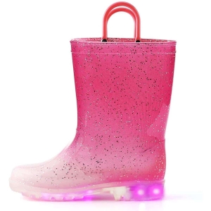 Regnstövlar med LED-lampa för små flickor, rosa färger, bra kvalitet och moderiktiga