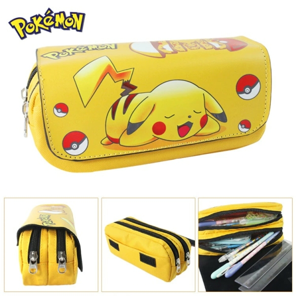Pokémon pennfodral med dubbla fack, gult. Bra kvalitet och mycket moderiktigt
