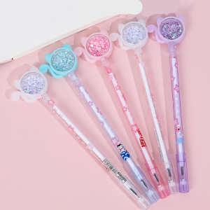 Förpackning med 40 glittriga kattpennor för flickor, olika färger.