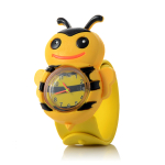 3D-klocka för flickor i form av ett bi i gult och svart med ett orange leende