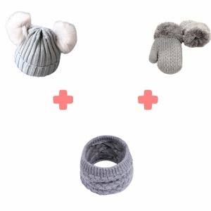 vinterpaket för flickor: handske + halsduk + mössa