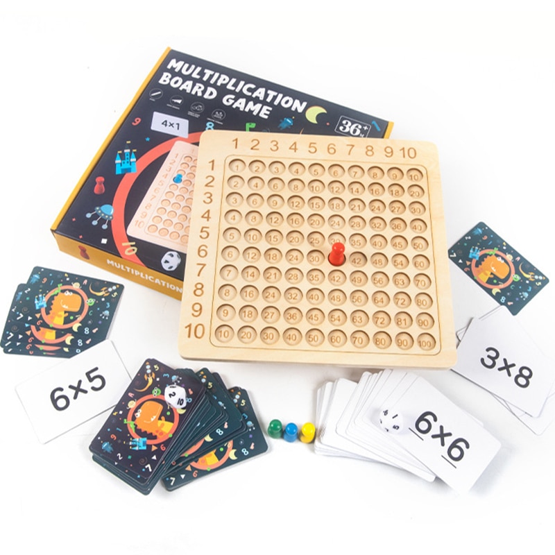 Montessori-multiplikationsspel i trä för flickor med låda