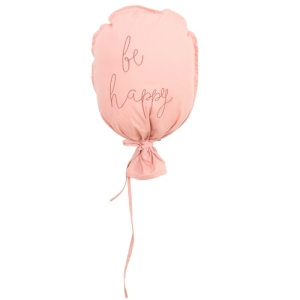 Rosa ballong som sovrumsdekoration med texten be happy