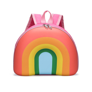 Regnbågsfärgad, vattentät och ventilerande ryggsäck för flickor med rosa handtag