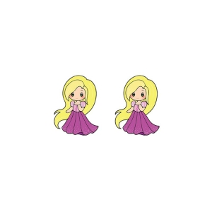 Örhängen med prinsessan Rapunzel mot en vit bakgrund