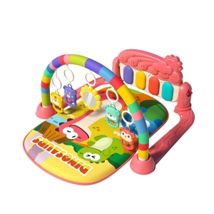 Rosa musikalisk lekmatta för barn med rektangulär matta och hängande leksaker
