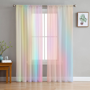 Transparent regnbåge rumsgardin för flickor med en bakgrund ett rum