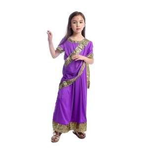 Lila indisk förklädnad för flickor med vit bakgrund