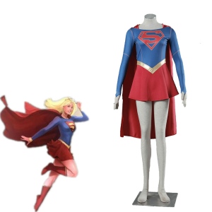 Supergirl-förklädnad för flickor med vit bakgrund