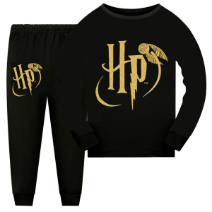 Svart Harry Potter-pyjamas med byxor och långärmad t-shirt