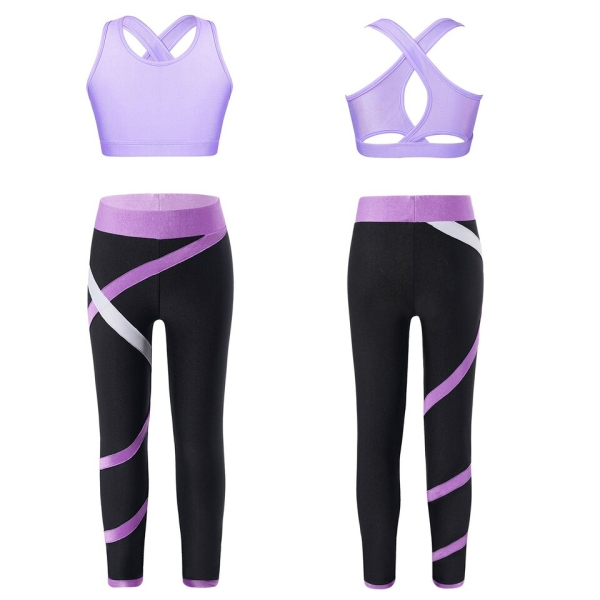 Tvåfärgade leggings och sport-bh för flickor