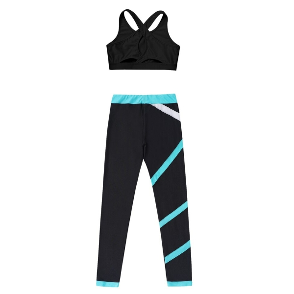 Tvåfärgade leggings och sport-bh för flickor